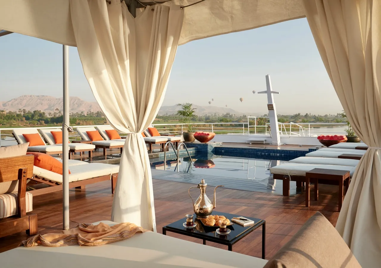 Sun deck of the Sanctuary Nile Adventurer Cruise Nile cruise